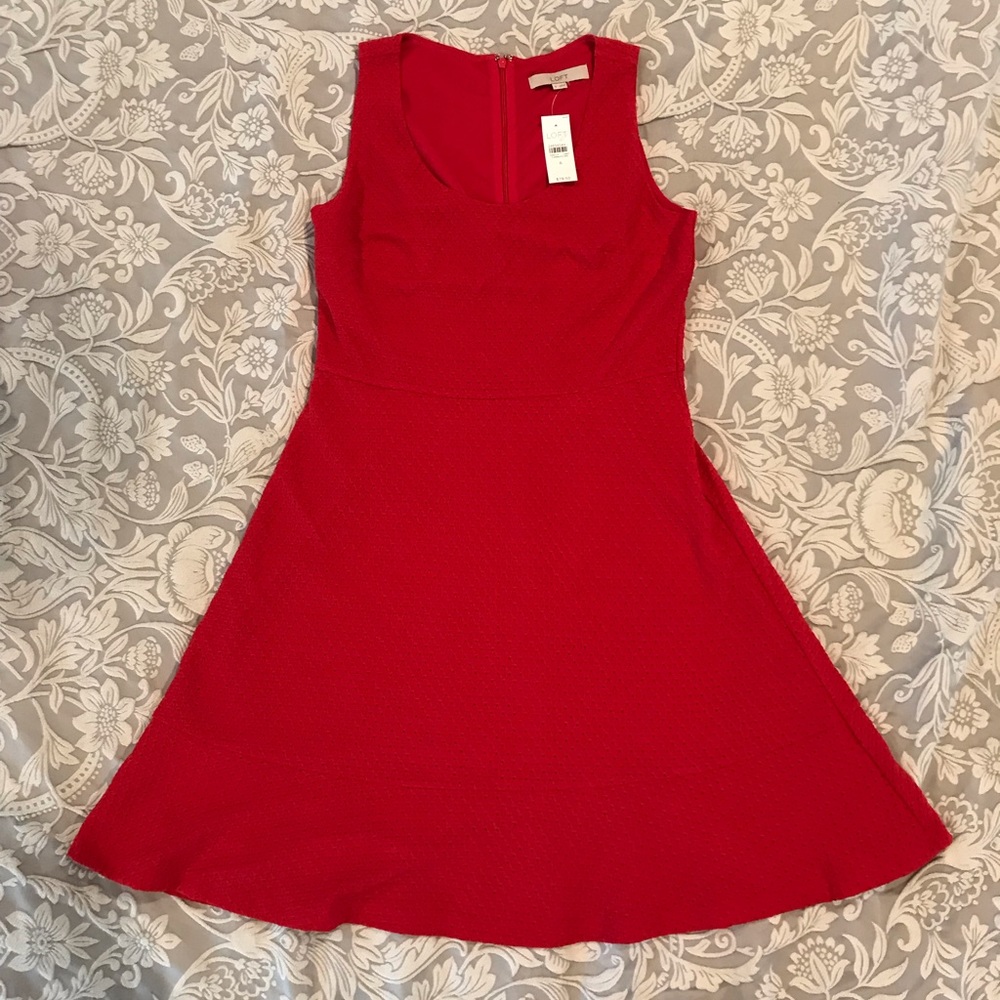 🆕 Loft Red Sleeveless Fit and Flare Dress
